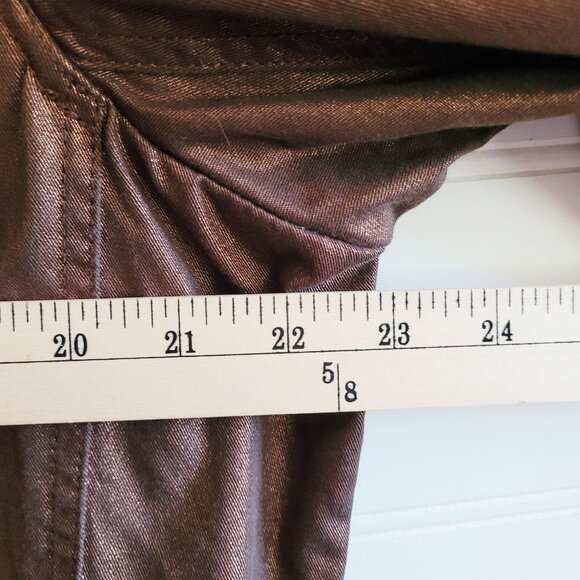 Coldwater Creek Womens Jacket Plus Size 18W Bronze Metallic Pockets Cotton Snaps - Picture 5 of 9